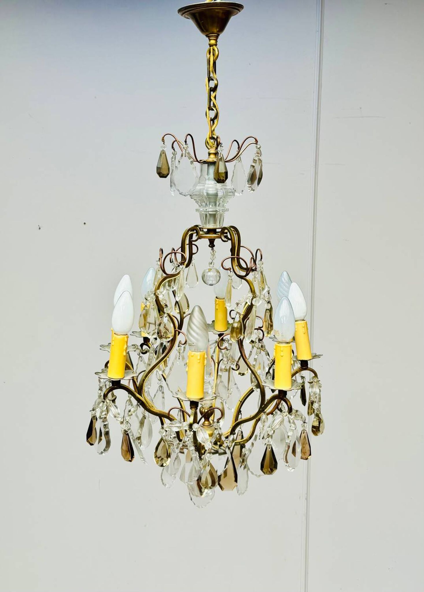 Baccarat Cage Chandelier In Bronze And Crystal Louis XV Style XIX Eme Century