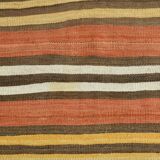 2x12 Warm Earth Tones Striped Lon Kilim Runner Rug, 65x366 Cm