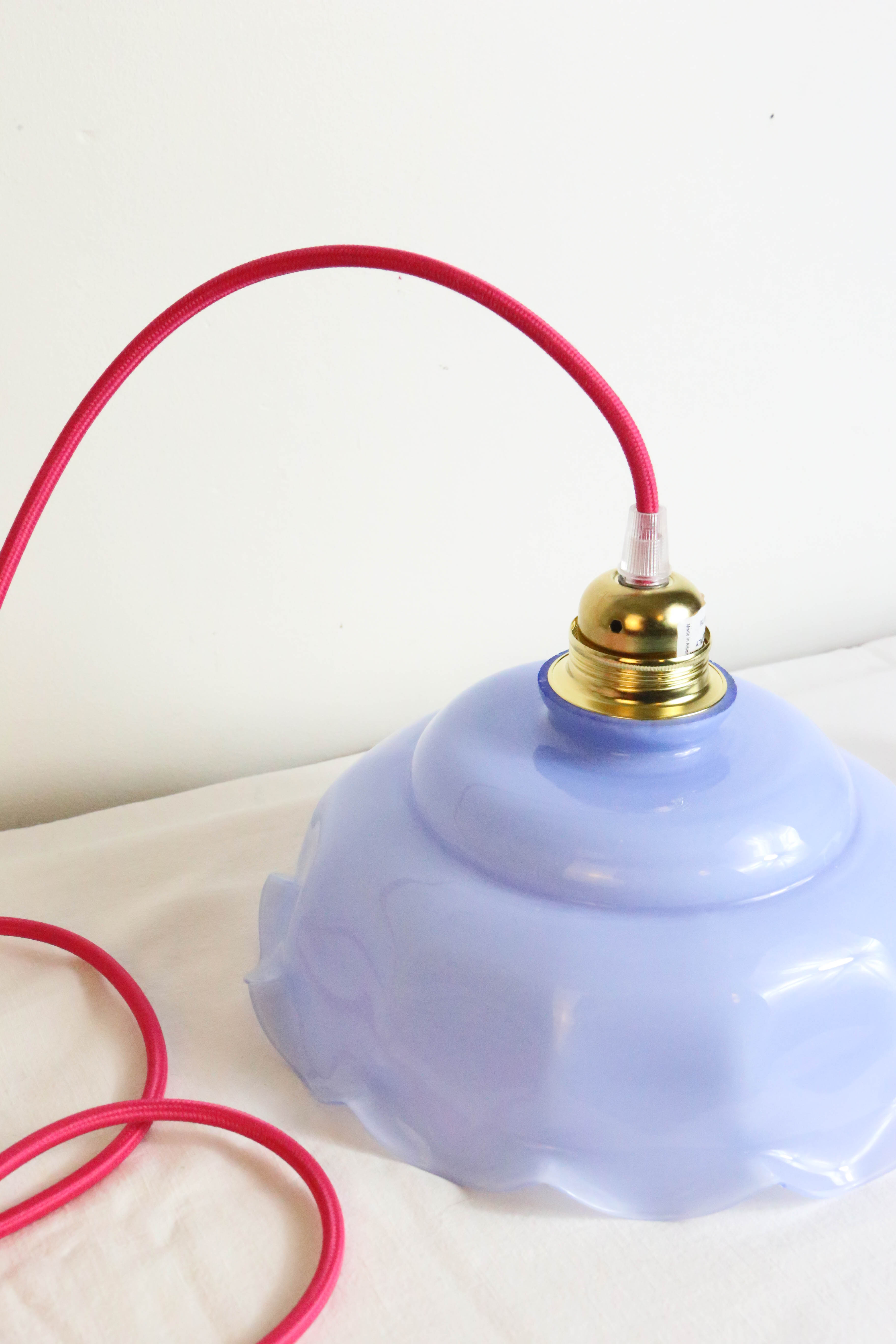 Blue glass pendant lamp, vintage