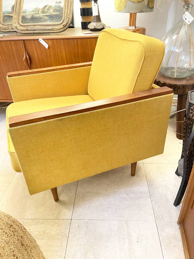 Mustard yellow Scandinavian armchair, 1950