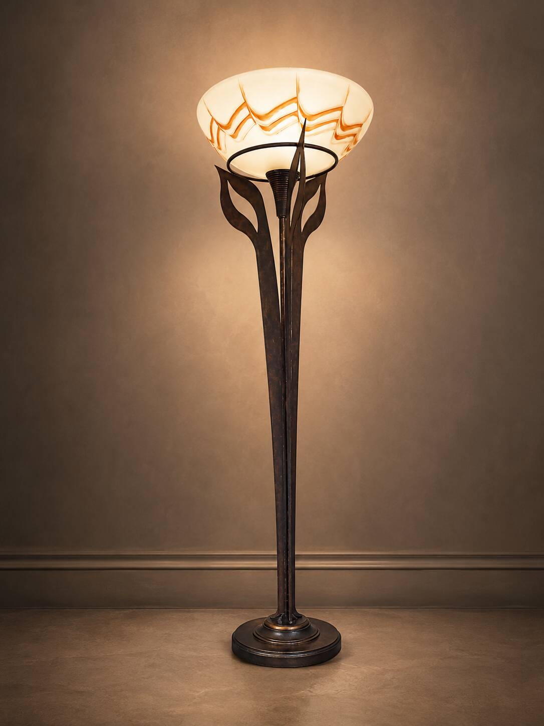Metal-glass column floor lamp