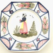 3 small Henriot Quimper plates
