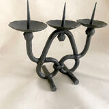 Brutalist beaten iron chandelier