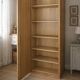 Vintage wooden wardrobe, modular wooden shelves.