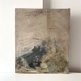 Oil painting of an interior scene 1940, portrait of children signed