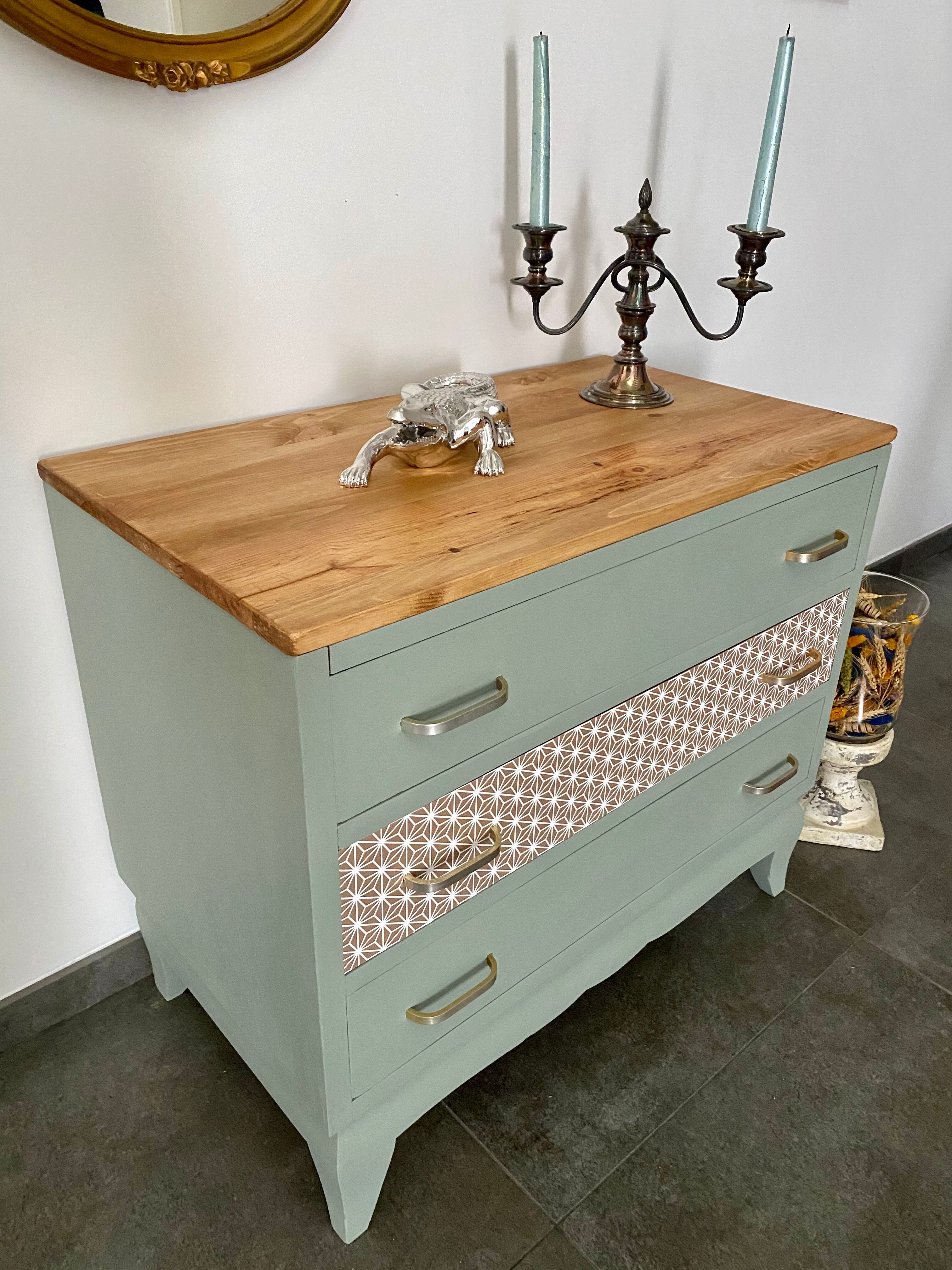 Chest of drawers 3 green water drawers