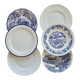 6 mismatched vintage blue and white dinner plates – Earthenware and porcelain