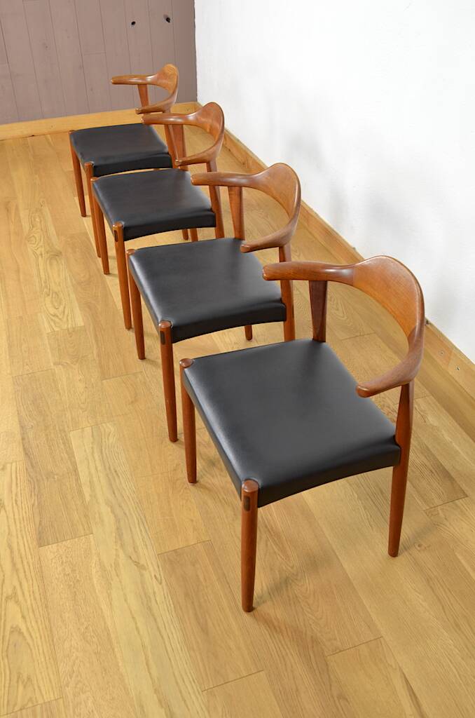 4 Fauteuils Danois en Teck Jacob Hermann  Randers Mobelfabrik 1960