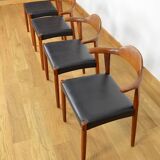 4 Fauteuils Danois en Teck Jacob Hermann  Randers Mobelfabrik 1960