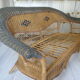 Vintage rattan lounge: one bench, two armchairs