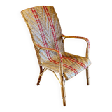 Adult armchair, vintage in rattan and bamboo, Belle Époque style.