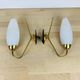 Pair of opaline brass wall lights from the 50s, Arlus, Lunel