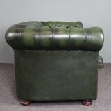 Chesterfield sofa in green cowhide leather
