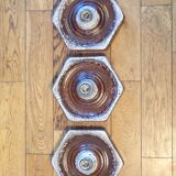 Set of 3 Hustadt Leuchten hexagon ceramic wall lights