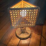 Lampe à poser en rotin vintage 1950 1960 italienne