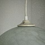 French suspended ceiling light in the shape of a white ball, Clichy 3336 glass shade.