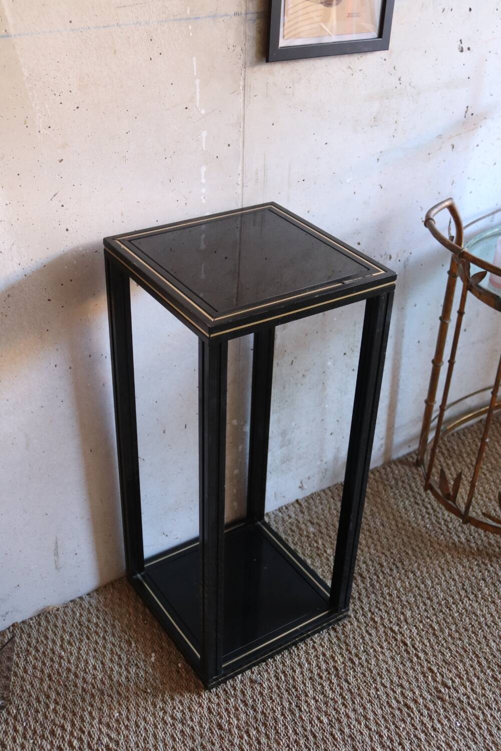 Black pedestal table Pierre Vandel 80s/90s