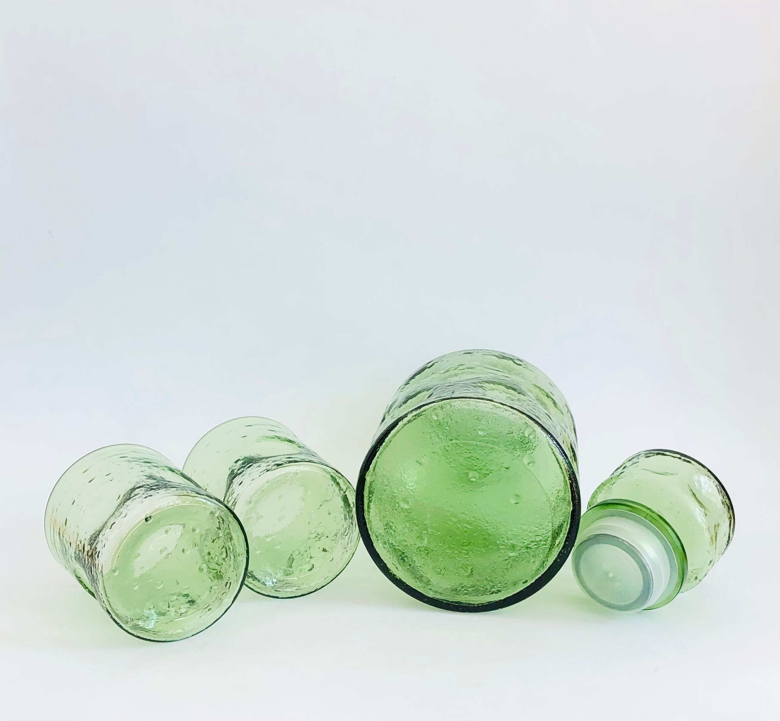 Vintage glass decanter and 3 glasses