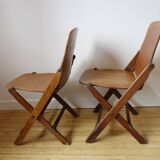 Pair of folding wooden chairs US ARMY World War II