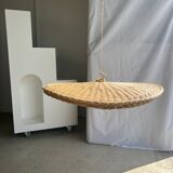 Rattan suspension or shade in the shape of a braided undulating circular tray d:80