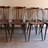 Set of 8 baumann v5 dark beech chairs