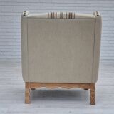 1970s, Danish armchair, furniture wool fabric, oak wood, original condition
