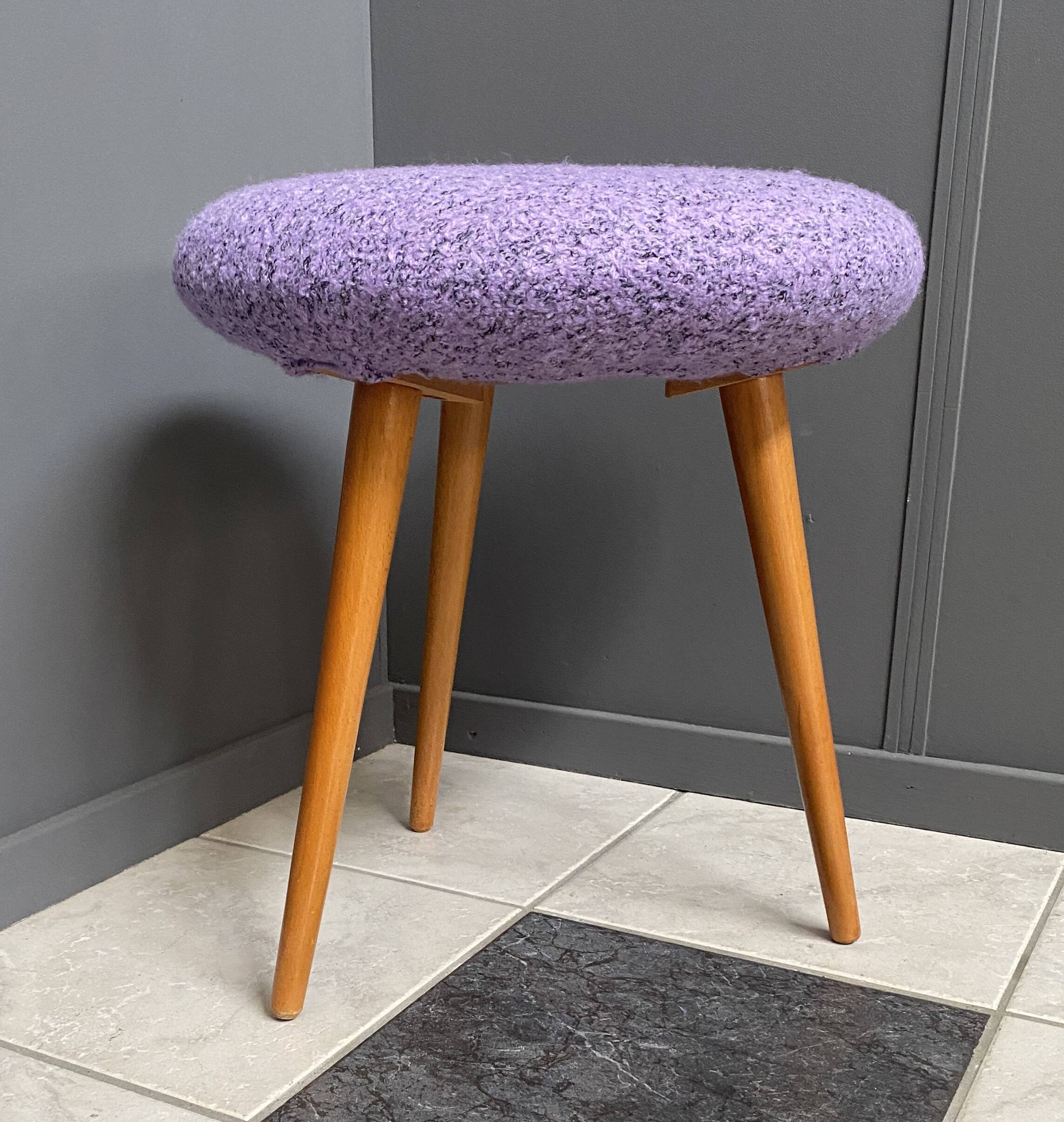 Purple wool round stool 1960s