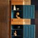 Corner pine wardrobe in two parts, Danish cabinetmaker, early 19th century.