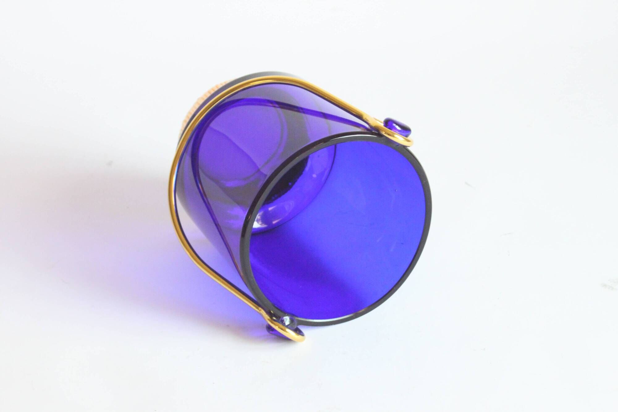 Cobalt blue glass ice bucket, 1960s