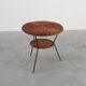 Mid-Century Woven Rattan, Wicker and Iron 2-Tier Round Coffee Table, Italy