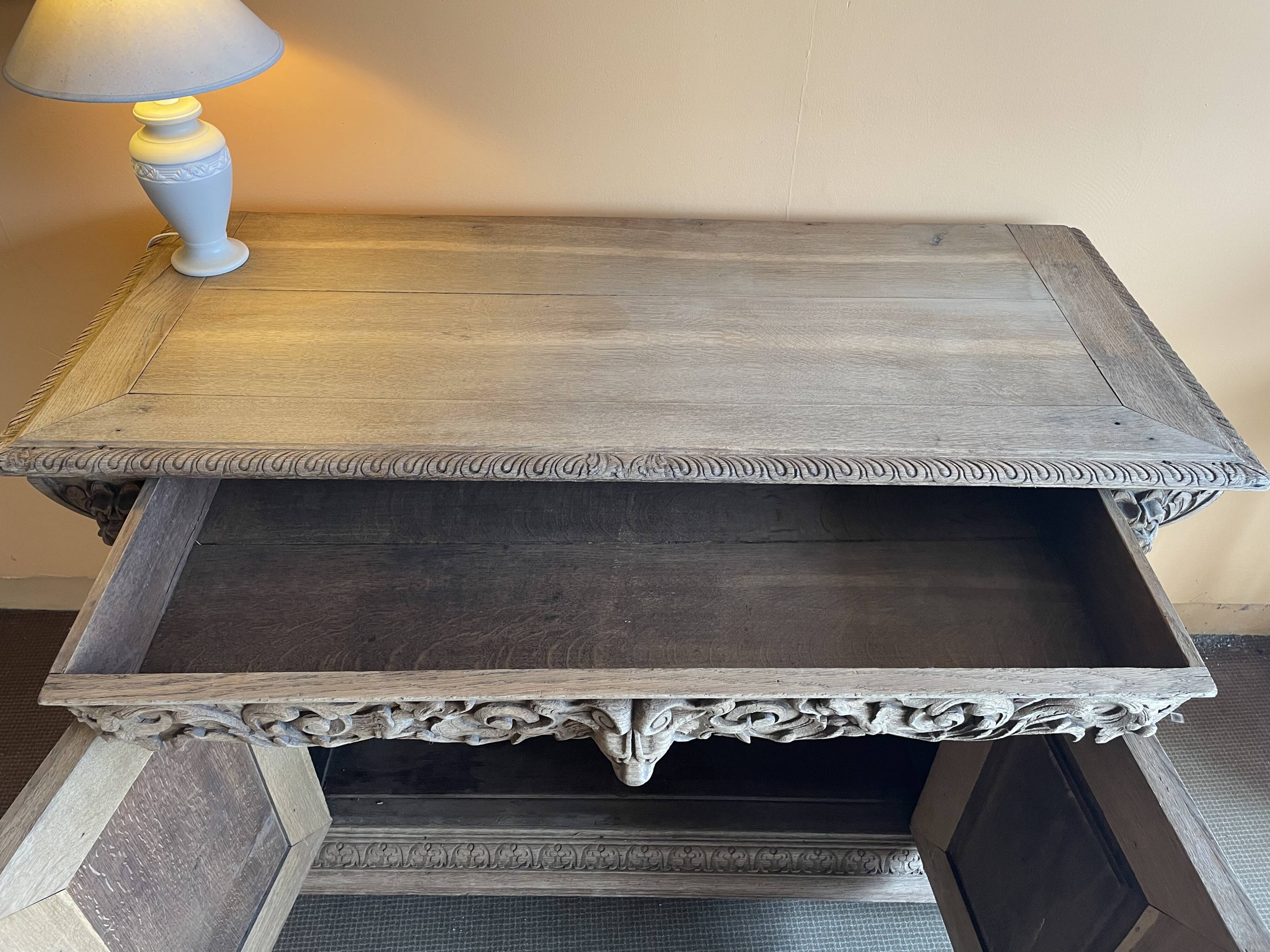 Carved wooden sideboard