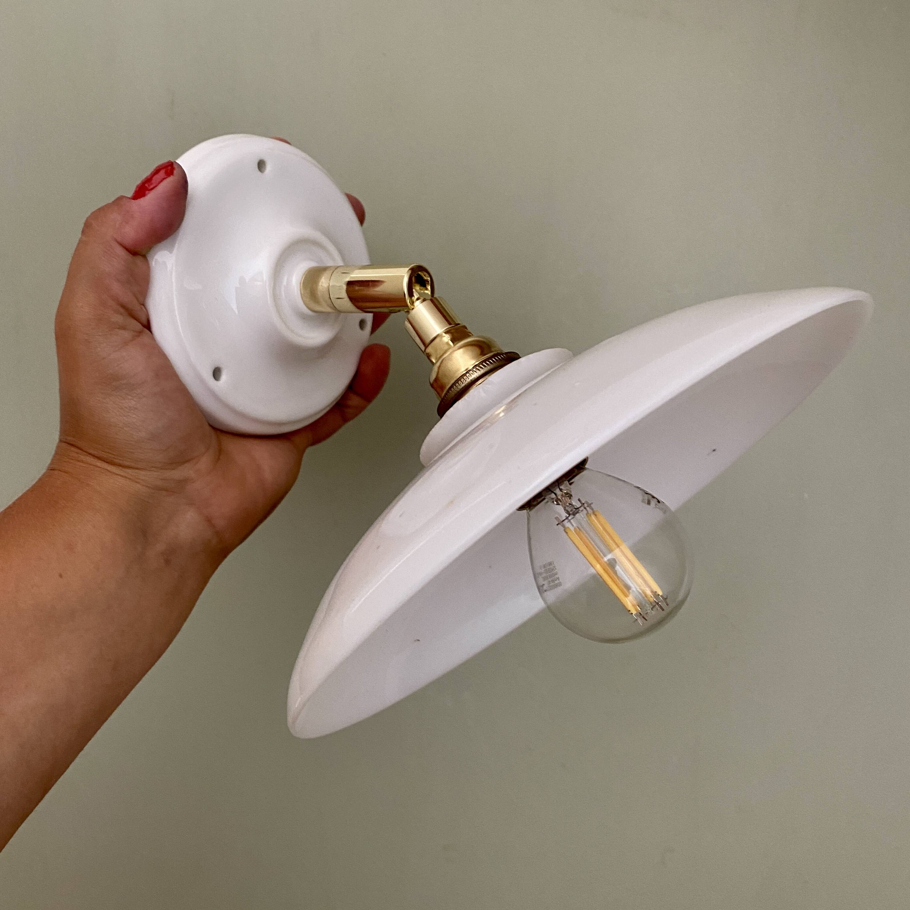 Vintage white opaline lampshade wall lamp