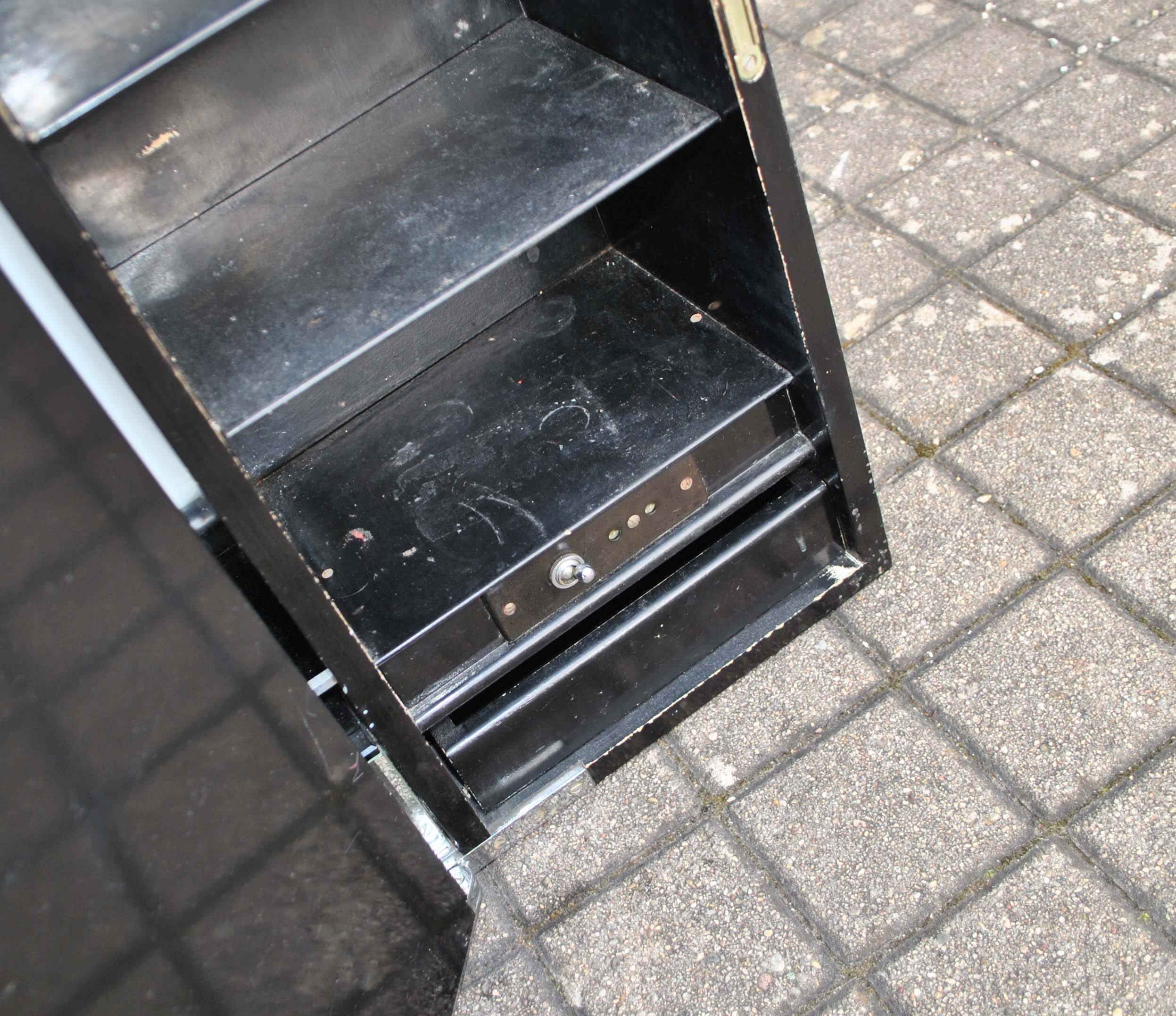 Vintage mirror cabinet in wood and chrome metal - backlit dressing table shelf 1950-1960