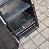 Vintage mirror cabinet in wood and chrome metal - backlit dressing table shelf 1950-1960