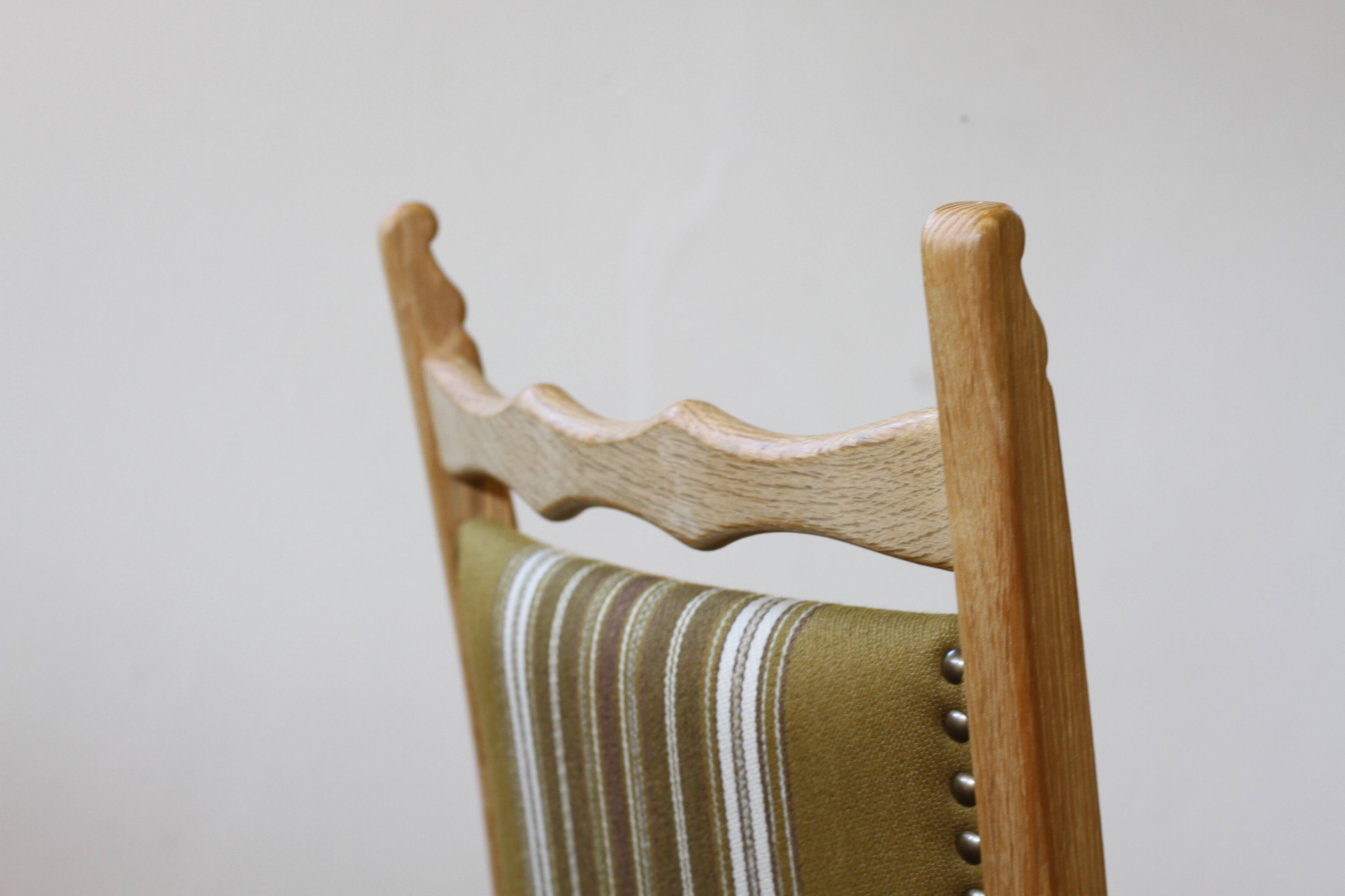 Brutalist Danish Modern Oak Dining Chairs in the style of Henning Kjærnulf