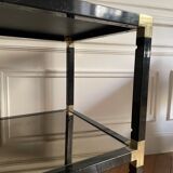 Pair of vintage metal and smoked glass side tables