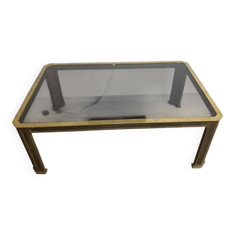 Hollywood Regency Coffee Table in Brass and Bronze Glass – 1970