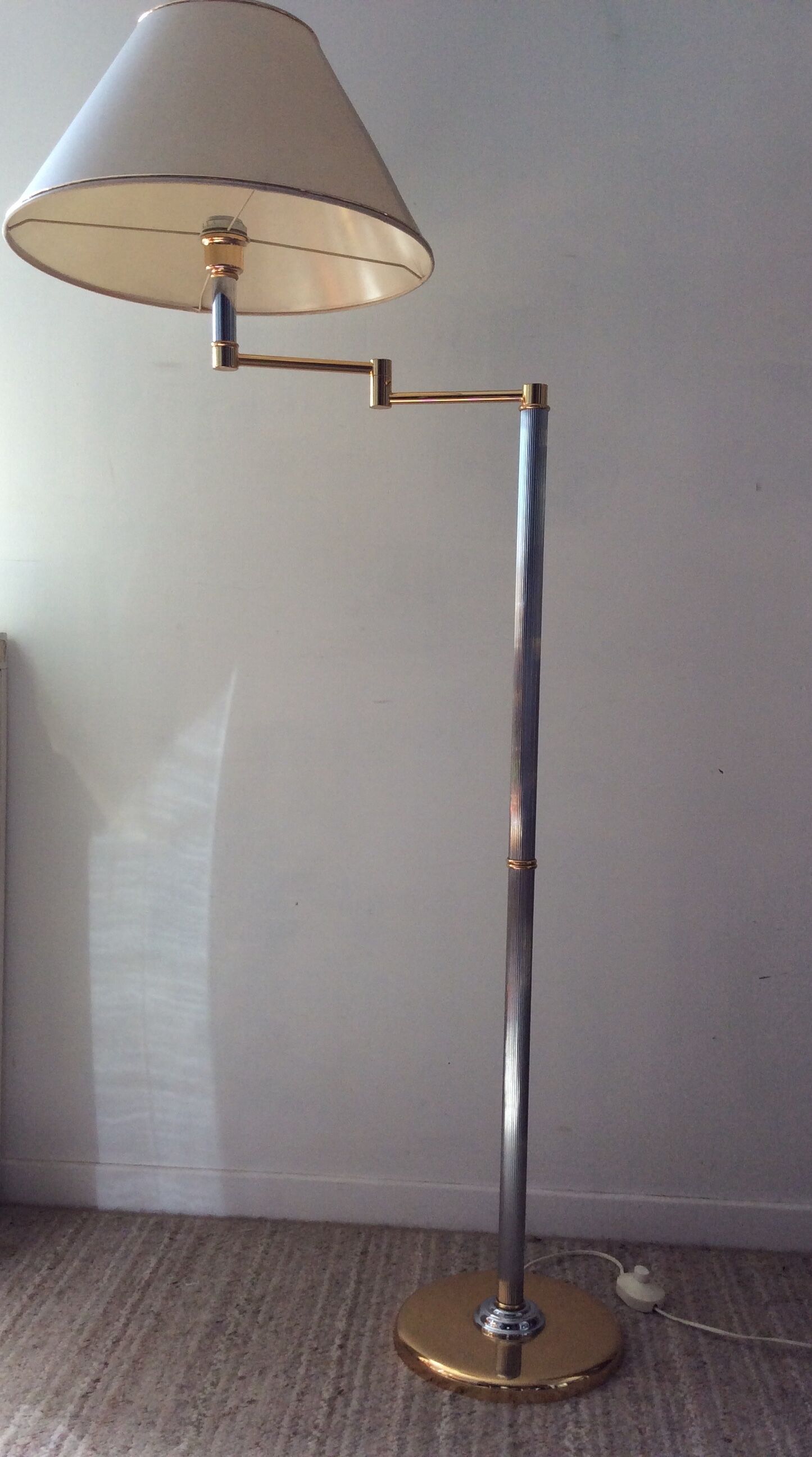 Floor lamp chrome and gold reader of the 70s