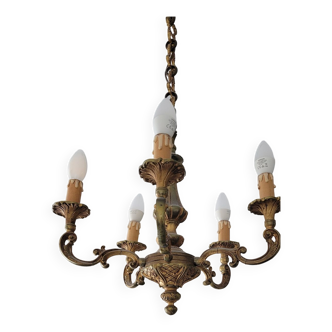 Bronze chandelier 5 branches 60s