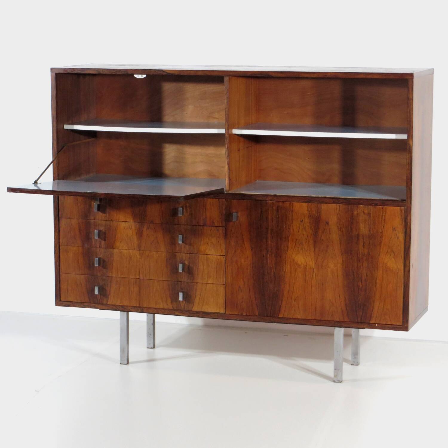 Vintage bookshelf in rosewood by Alfred Hendrickx for Belform, 1960.