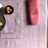 Old linen tablecloth tinted in lilac