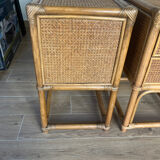 Cane bamboo bedside table