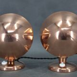 Paire de lampes de table Bauhaus en forme de champignon, finition cuivre, années 1930, Tchécoslovaquie