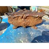 2 cast iron planters from 1900 from Charleville-Mézières, rockery style