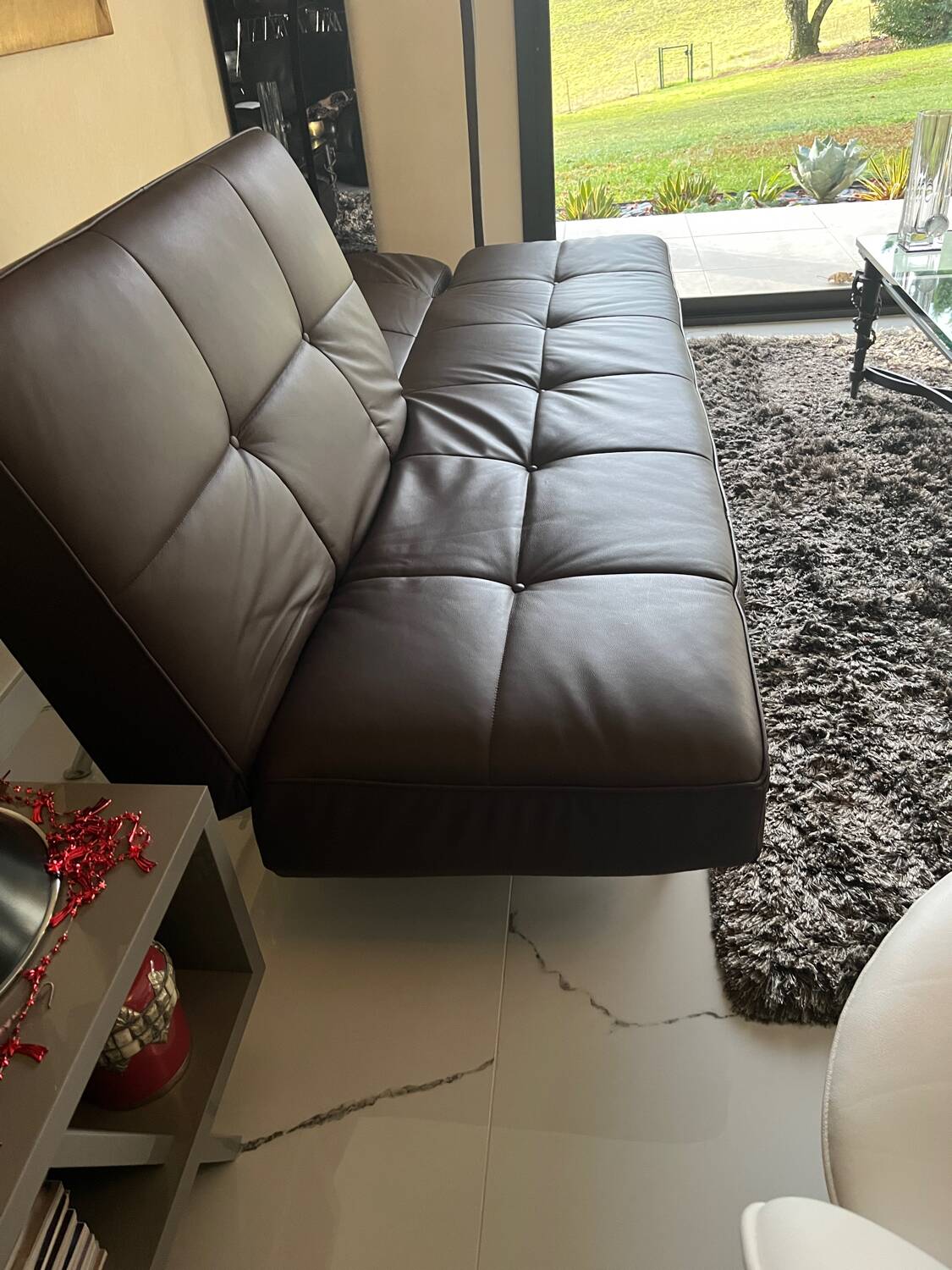 Brown leather Smala sofa