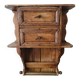 Small antique wall shelf with a drawer in light solid wood.