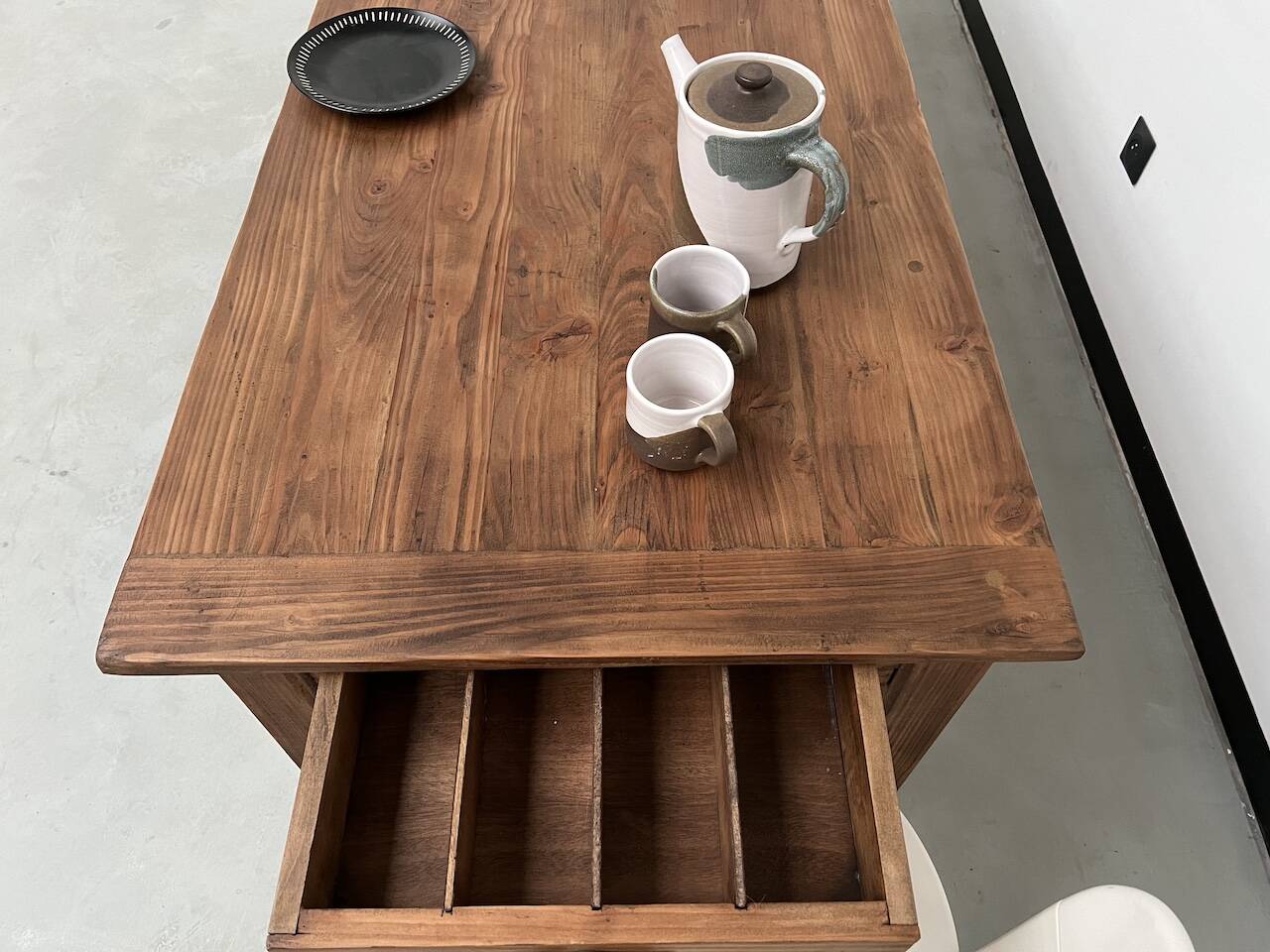 Table de ferme en pin 223 cm, années 70