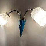 Vintage 50s Blue Glass Wall Lamp
