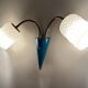 Vintage 50s Blue Glass Wall Lamp
