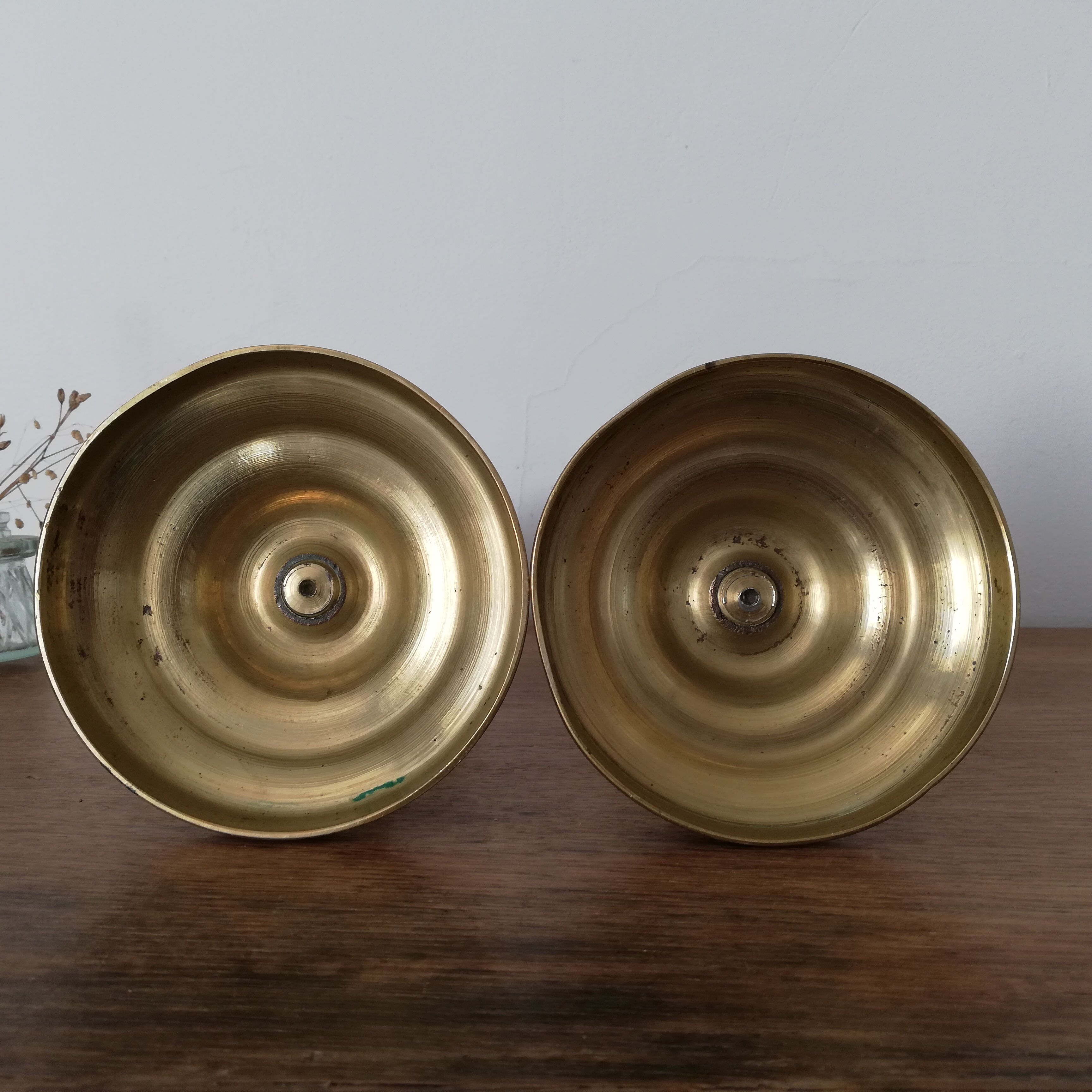 Pair of brass candle holders